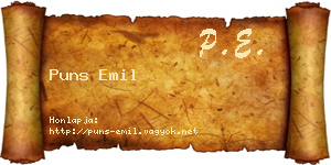 Puns Emil névjegykártya